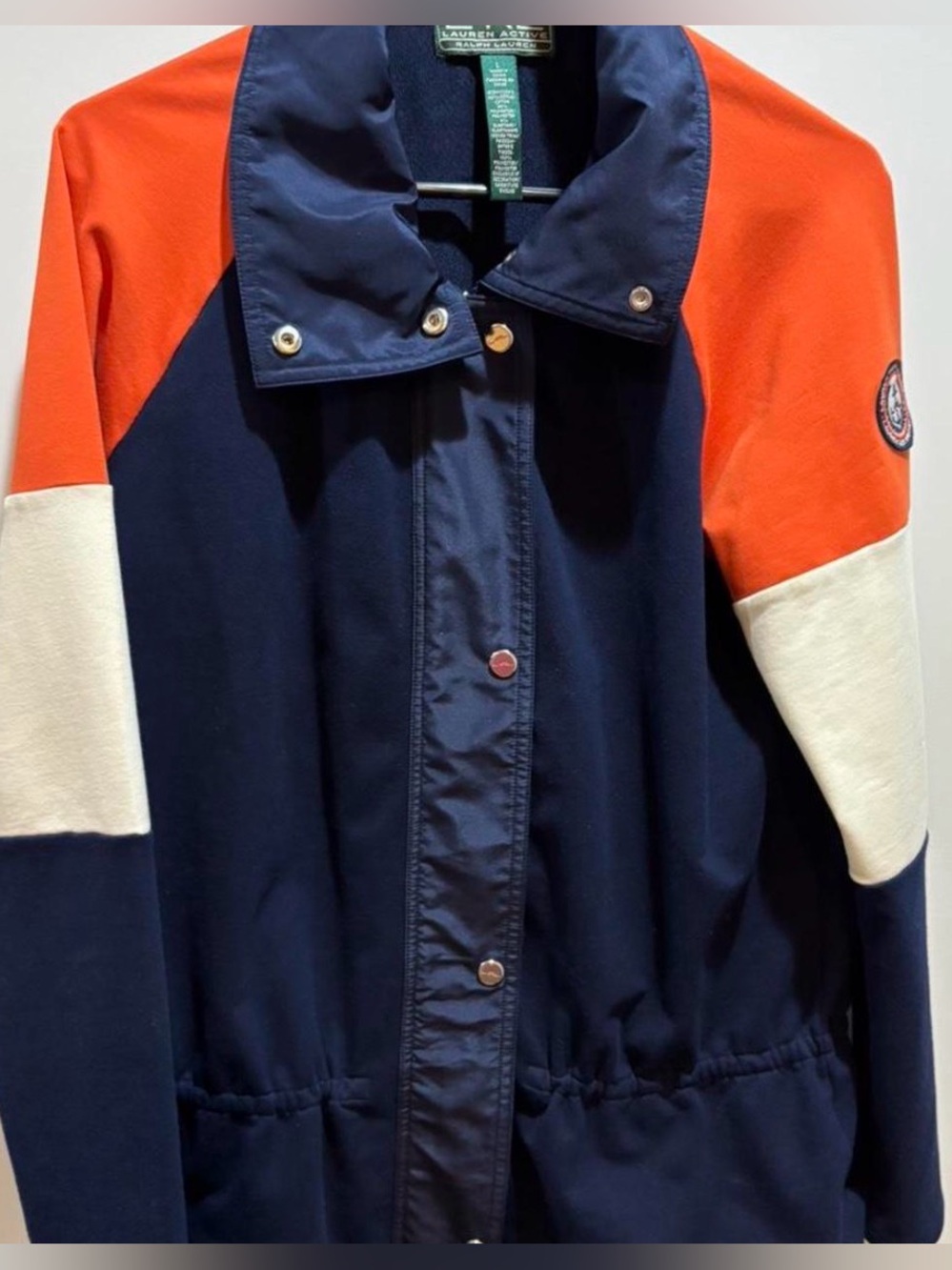 Ralph Lauren Navy, Orange & Cream Colorblock women’s button up Jacket Like New